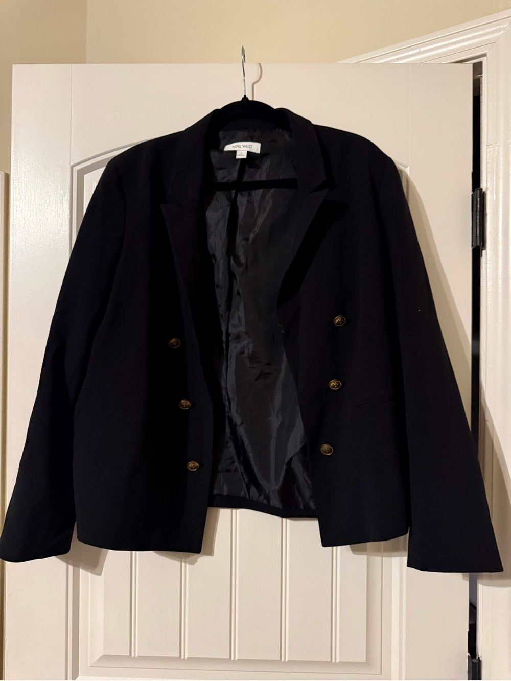 Nine West Black Double-Breasted Blazer with Gold Buttons